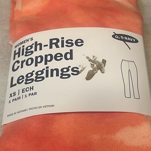 Old Navy High Rise Cropped Leggings woman’s orange pink pant New Sz XS - Picture 4 of 4